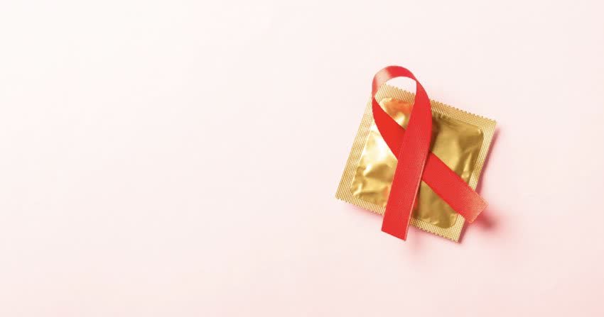 Preservativo come simbolo di prevenzione dell'HIV